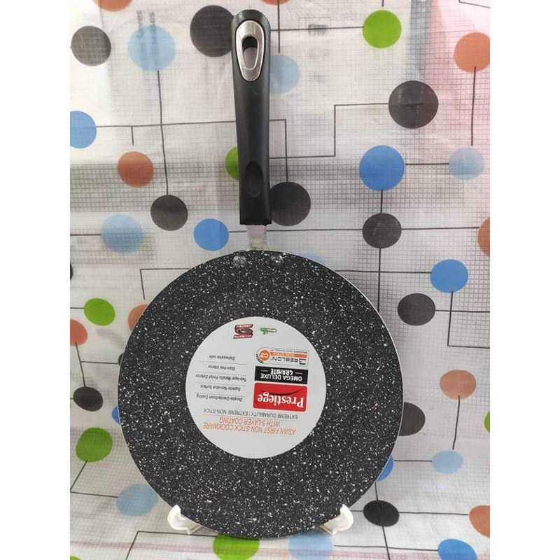 Prestidge ruti tawa 28CM 5 layer Marble Coating Granite non Stick Cookware Roti Tawa Steel usable for Gas and Induction - Black