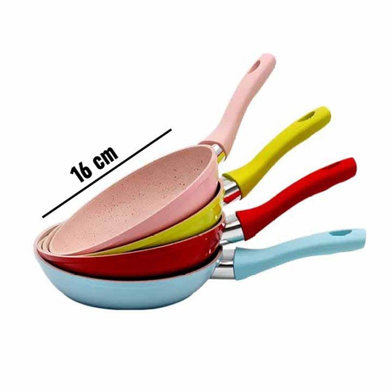 Cook With Precision Using Non-Stick Forged Frying Pan 16Cm - Marble Stone Coating And Silicone Handle For Easy Cooking