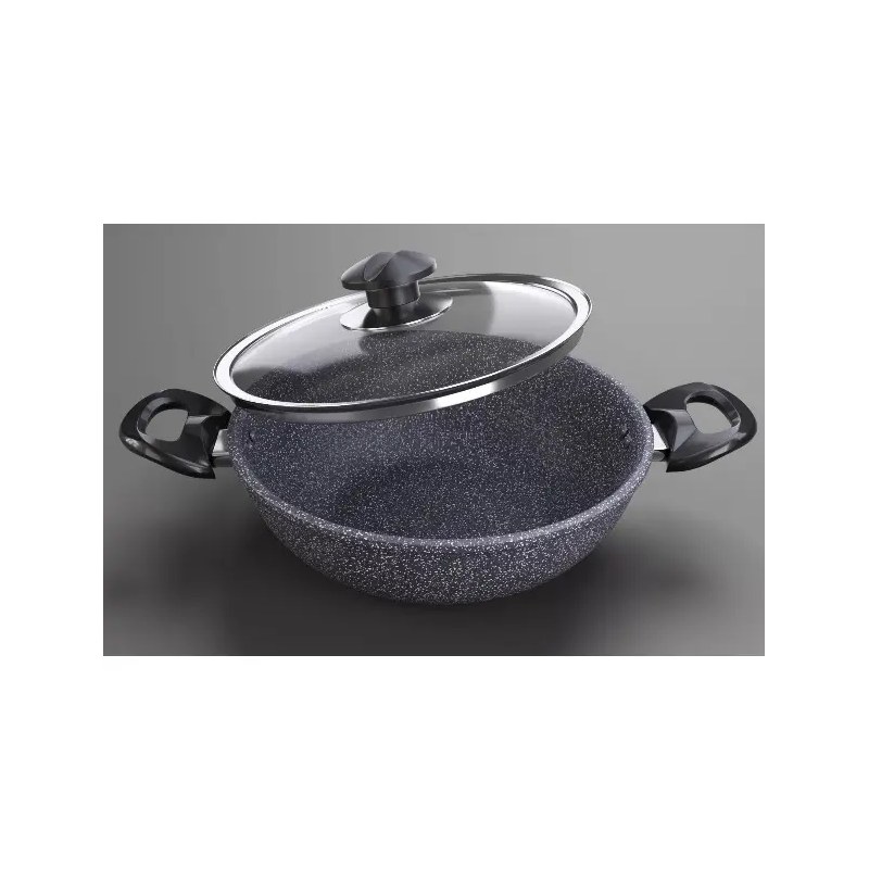 TPR NS Marble Coated Karai With Lid 26 CM 629314
