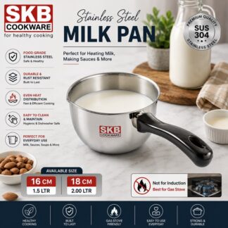 SKB Stainless Steel Milk Pan with Bakelite Long Handle - 16cm