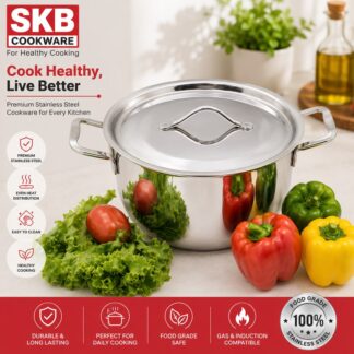 SKB 304 food grade Stainless Steel Queen Sauce Pot with SS Lid and Handle