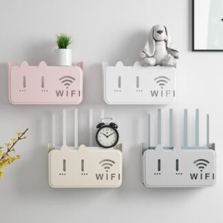 Wall Mounted WiFi Router Shelf Box – ABS Plastic Wireless Router Holder & Organizer – Hidden Cable Storage Bracket – Space Saver for Home & Office – Easy Install –  Wall Mounted De