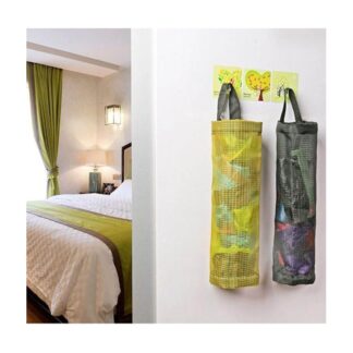LRWEY Home Grocery Bag Holder Wall Mounted Storage Dispenser Plastic Kitchen Organizer Carry Case Holder Dispenser Mesh Hanging Bag Kitchen Storage for Carrying Bag, Plastic Bag