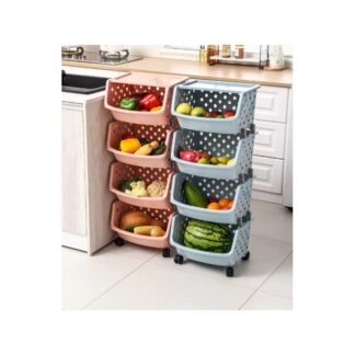 SB Storage Basket Multifunctional (VL:296) 4 Layer High Capacity, Durable ,Stackable, Hollow-Out Household Storage Rack