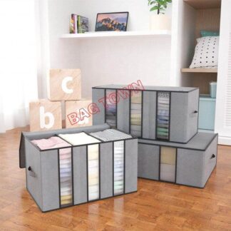 Clothing Storage Bag with Clear Windows Home Storage Box Quilt Storage Container Bag