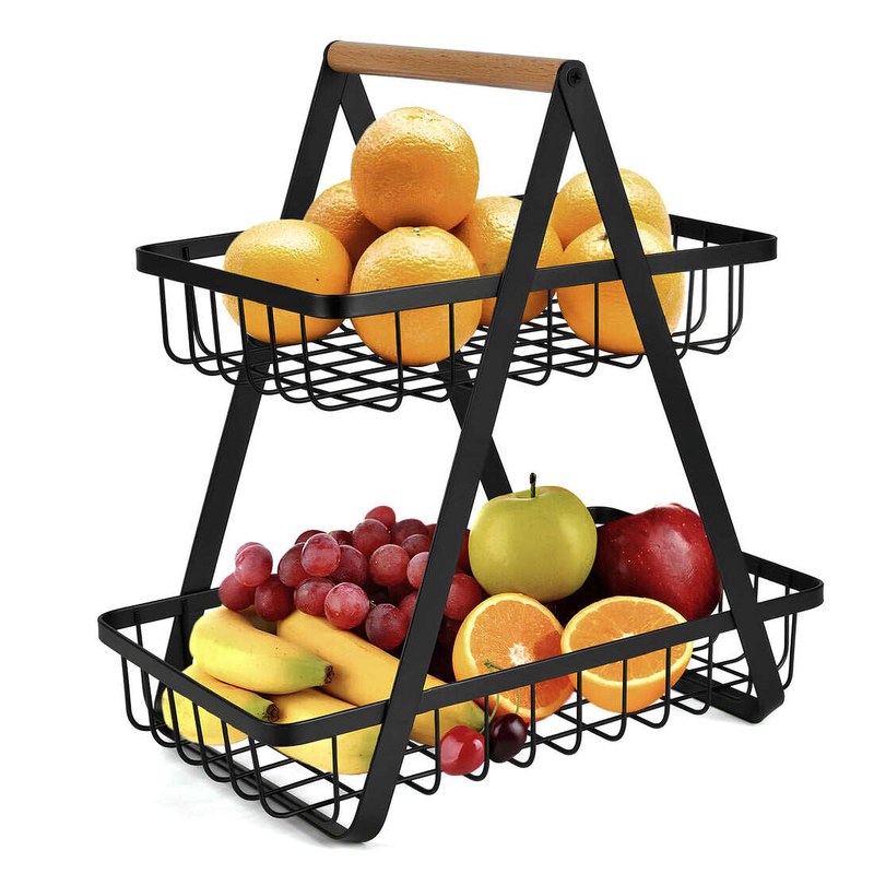 2-Tier Carry & Serve Fruit Basket Premium Home Storage Rack