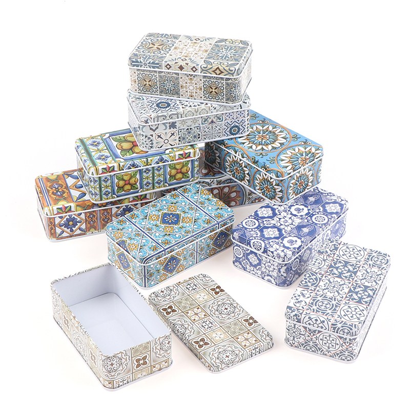 1PC New Vintage 11.5*6.5*4cm Storage Jars Rectangular Iron Tin Pill Coin Jewelry Box Home