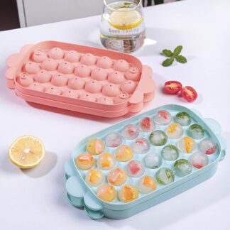 Ice Ball Tray, Cute Ice Tray,Ice Cube Case, Ice Cube Tray, Round, Easy to Remove, Freezer, Storage, Liquor Ice, Home Use, Lid Included, Durable, DIY Confectionery Tools, Kitchen Ut