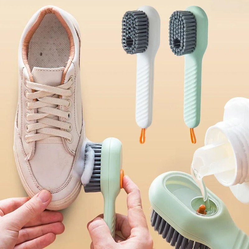 Multifunctional Shoe Brushes With Soap Dispenser Long Handle Brush Cleaner For Clothes Shoes Household Laundry Cleaning Brush_ D Leathers