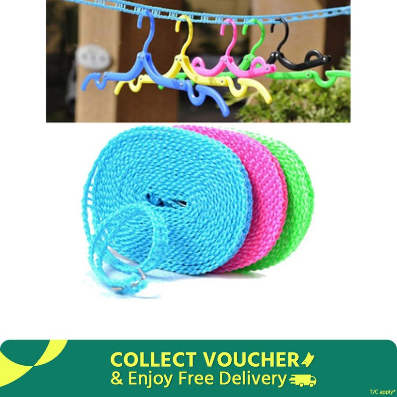 5M Outdoor Clothesline Nylon Non-Slip Laundry Line Rope Cloth Hanging Rope Travel Business Windproof Clothes Cord